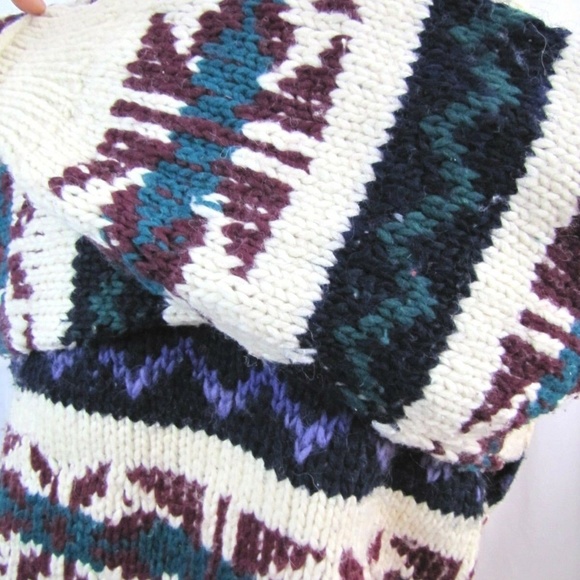 SISANDINA Sweater L Heavy Knit Wool Ecuador Large - Picture 5 of 7